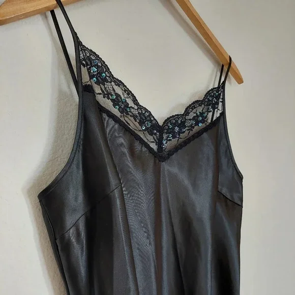 Vintage Ice Slip Dress Black Size 4 - Picture 3 of 8